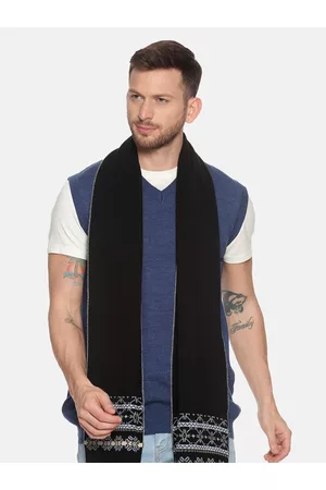 513 Clothing Men Black & Beige Self-Design Knitted Muffler