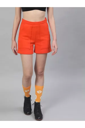 STREET 9 Women Orange Solid Regular Fit Sports Shorts