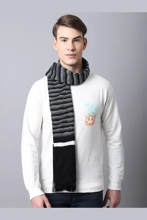 Ellis Men Black Striped Printed Acrylic Mufflers