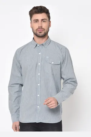 Duke Men Blue & White Slim Fit Striped Casual Shirt