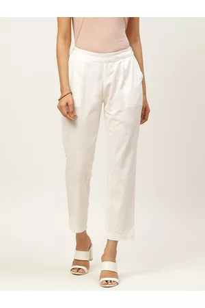 FABRIC FITOOR Women White Trousers
