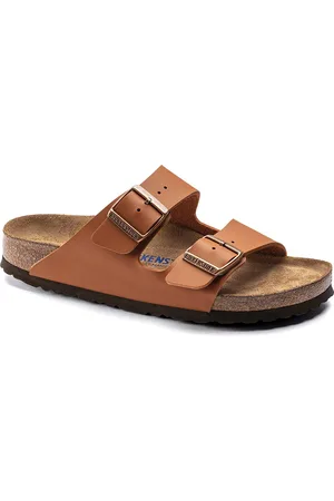 Birkenstock Arizona Soft Footbed Ginger Brown Regular Width Birko-Flor Two-Strap Sandals