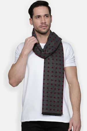 Alvaro Castagnino Men Maroon and Grey Polka Dot Printed Muffler