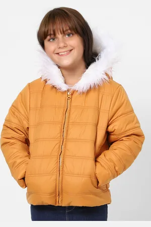 ONLY Girls Mustard Yellow Solid Puffer Jacket