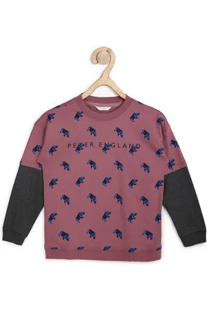 Peter England Boys Purple Printed Sweatshirt