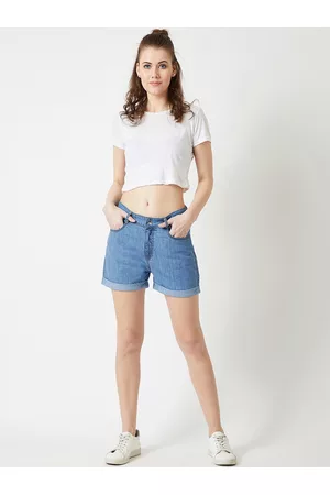 Miss Chase Women Lightweight Solid Regular Fit Denim Shorts
