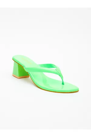 Tokyo Talkies Green Block Open Toe Heels