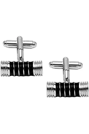 Bodha Silver-Plated & Black Quirky Cufflink