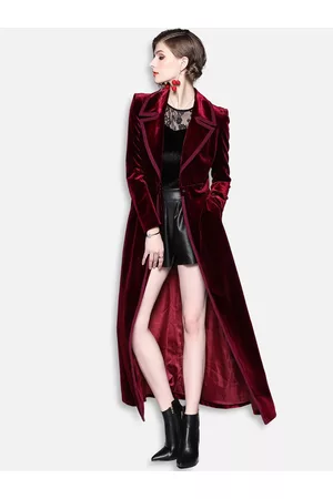 JC Collection Women Red Longline Open Front Jacket