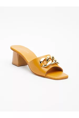 Tokyo Talkies Women Mustard Block Heels