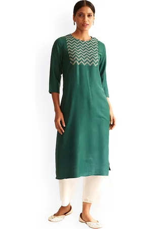 Ancestry Blue Round Yoke Design Kurta