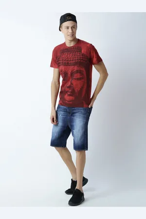 Huetrap Men Red Printed Round Neck T-shirt