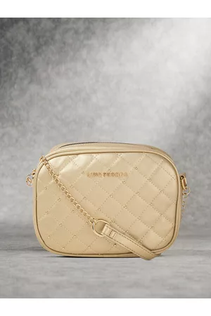 Lino Perros Women Gold-Toned Quilted Sling Bag