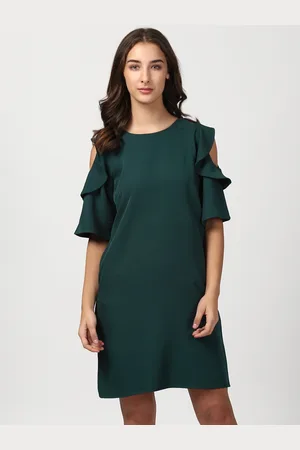 Harpa Women Green Solid A-Line Dress