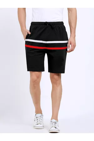 Maniac Men Black & Red Striped Slim Fit Regular Shorts