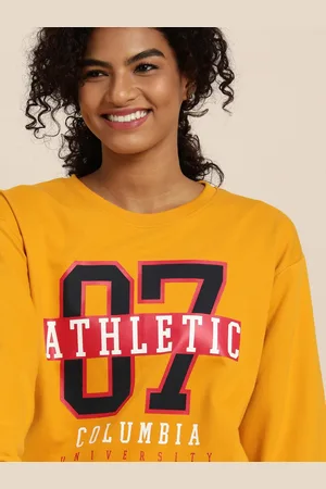 Dillinger Women Yellow Typographic Oversized Sweatshirt