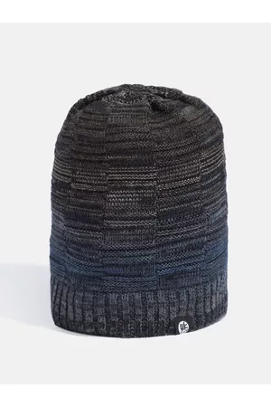 YK Unisex Kids Charcoal & Blue Beanie