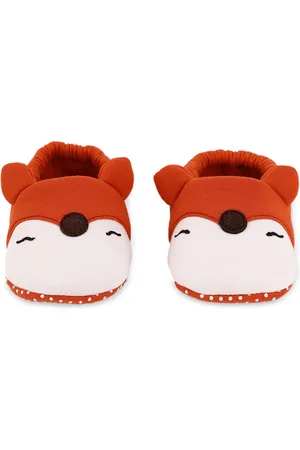 KICKS & CRAWL Infants Kids Rust & White Colourblocked Foxy Crawl Booties