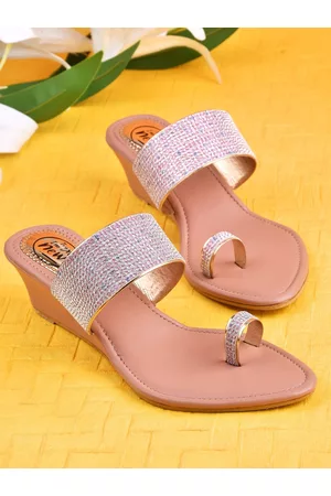 TRY ME Women Nude & Silver Wedge Heels
