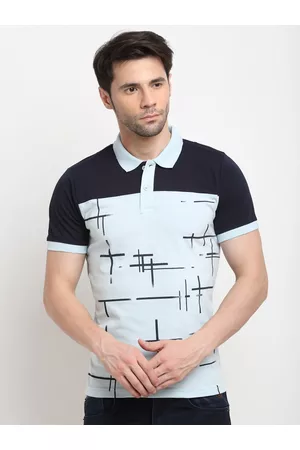 Rodamo Men Blue Colourblocked Polo Collar Slim Fit T-shirt