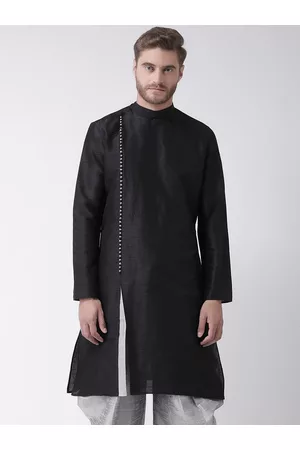 DEYANN Men Black Solid Straight Kurta