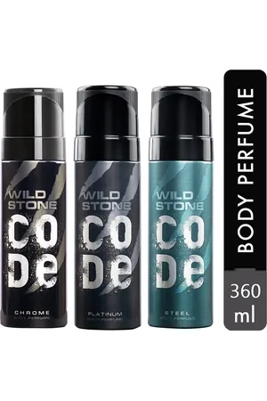 Wild Stone Men Set Of 3 Code Platinum & Chrome & Steel Body Sprays 360ml
