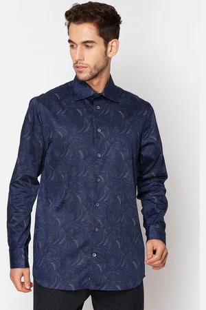 Matinique Men Blue Slim Fit Printed Cotton Casual Shirt