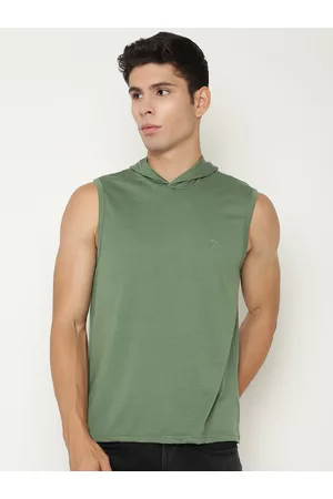 CHKOKKO Men Green Kimono Sleeves Training or Gym T-shirt
