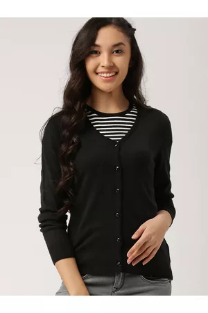 DressBerry Women Black Solid Cardigan
