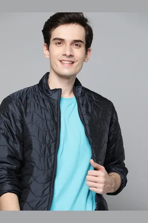 Mast & Harbour Men Navy Blue Solid Padded Jacket