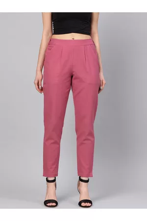 Jaipur Women Pink Regular Fit Solid Trousers