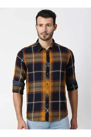 Pepe Jeans Men Yellow Checked Casual Shirt