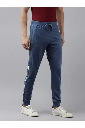 Ralph Lauren Men Navy Blue & White Printed Pure Cotton Joggers