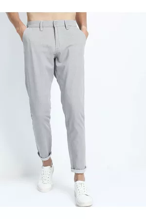 Highlander Men Grey Slim Fit Chinos Trousers