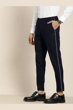 Invictus Men Navy Blue Slim Fit Trousers