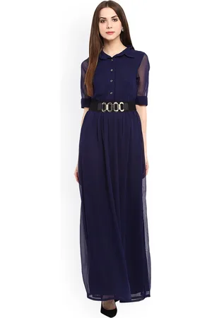 La Zoire Women Navy Blue Solid Maxi Dress