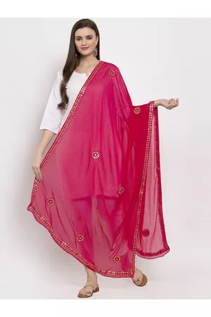 Clora Creation Magenta & Gold-Coloured Embroidered Dupatta