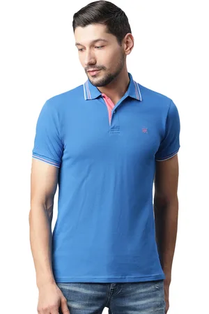 HARSAM Men Blue Polo Collar T-shirt