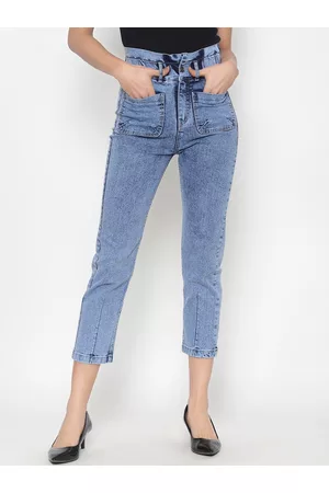 KASSUALLY Women Blue Regular Fit High-Rise Clean Look Stretchable Jeans