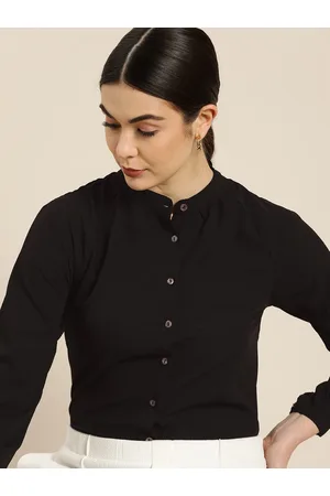 Invictus Women Black Textured Formal Shirt