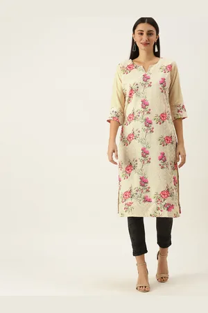 SWAGG INDIA Women Off White Ethnic Motifs Embroidered Chikankari White Romance Rayon Kurta