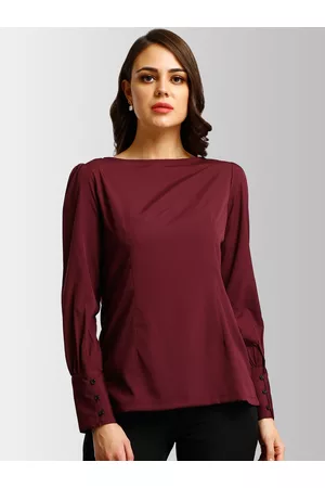 FableStreet Women Maroon Solid Top