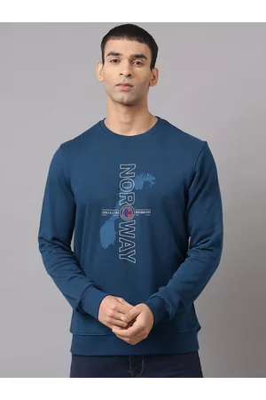 Richlook Men Navy Blue Printed Sweatshirt