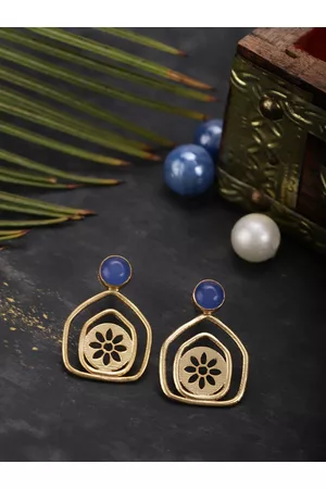 Berserk Gold-Plated & Blue Contemporary Lapis Lazulli Drop Earrings