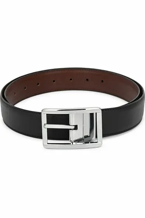 thickskin Men Black Textured PU Formal Reversible Belt