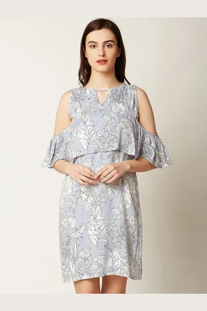 Miss Chase Women White Printed A-Line Dress