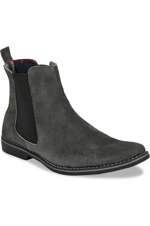 Eego Italy Men Grey Solid Genuine Leather Mid-Top Flat Boots