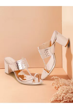 Vishudh Women Champagne Solid Sandals