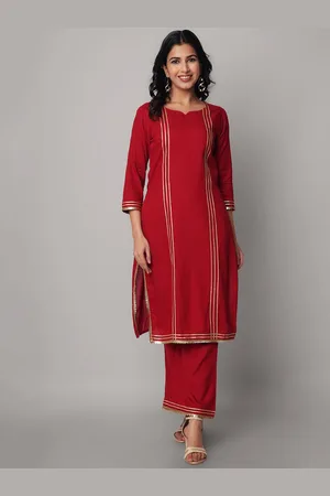 God Bless Women Maroon Gotta Patti Kurti with Palazzo