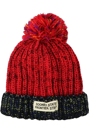 iSWEVEN Unisex Red & Blue Woollen Beanie Cap